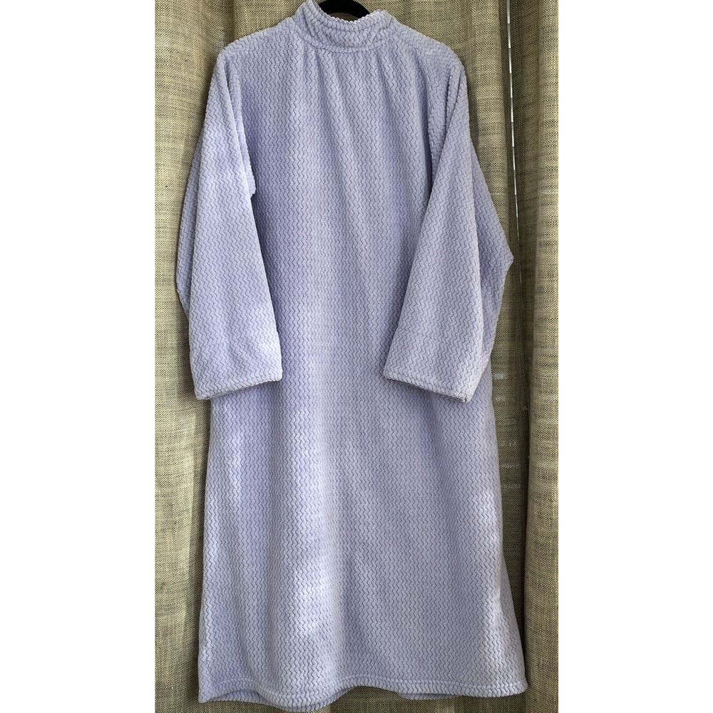 Stan Herman Lavendar Fleece Plush Robe Housecoat Long Zip SZ L - Picture 7 of 7